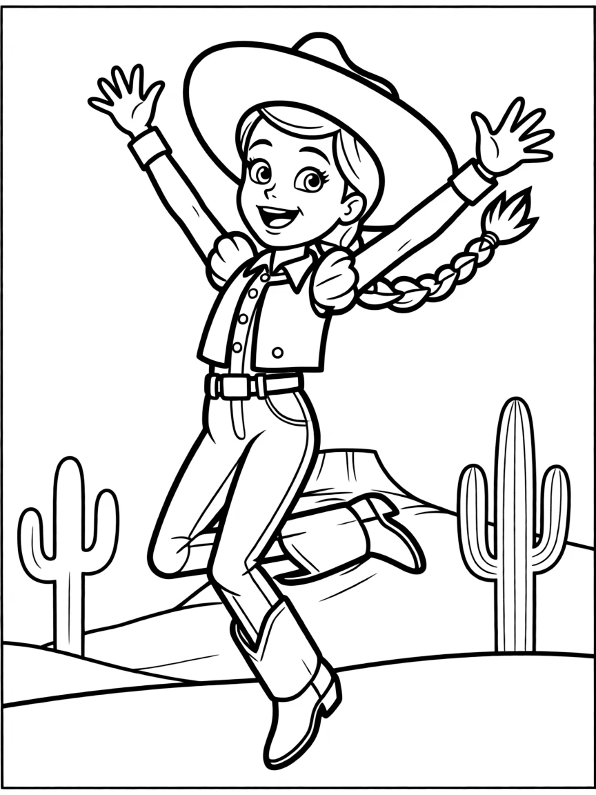 (Toy Story characters) Jessie jumping for joy.