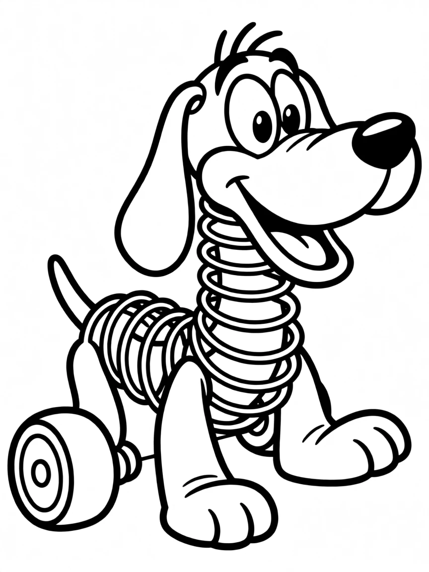 (Toy Story characters) Slinky Dog with a springy smile.