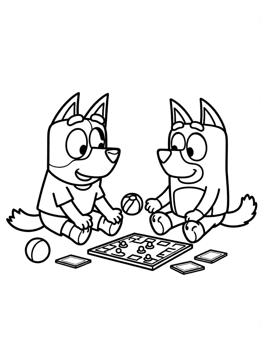(Bluey TV show) Rusty and Bluey playing a game.