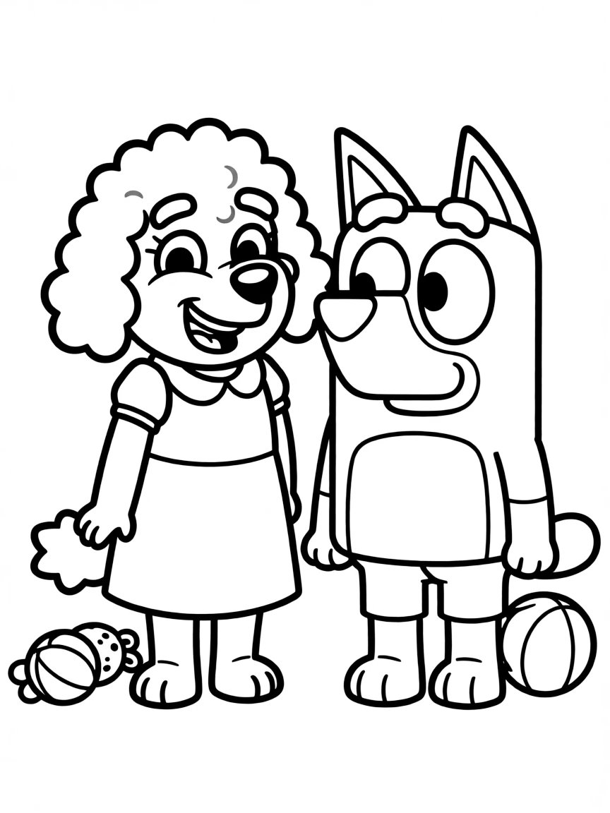(Bluey TV show) Coco and Bluey drawing.