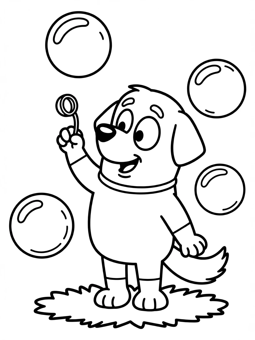 (Bluey TV show) Bingo with a bubble wand.