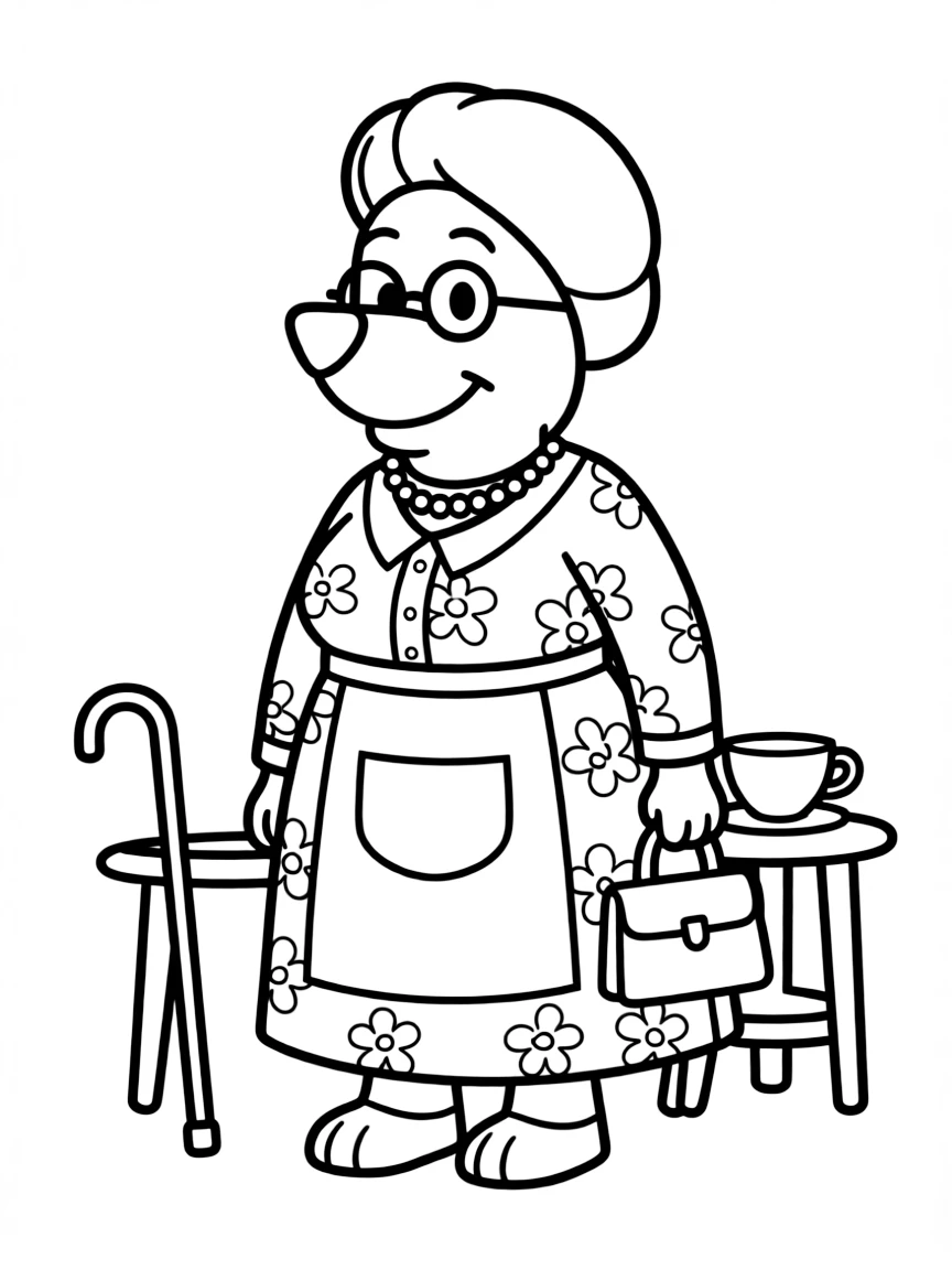 (Bluey TV show) Bandit dressed as a grannie.