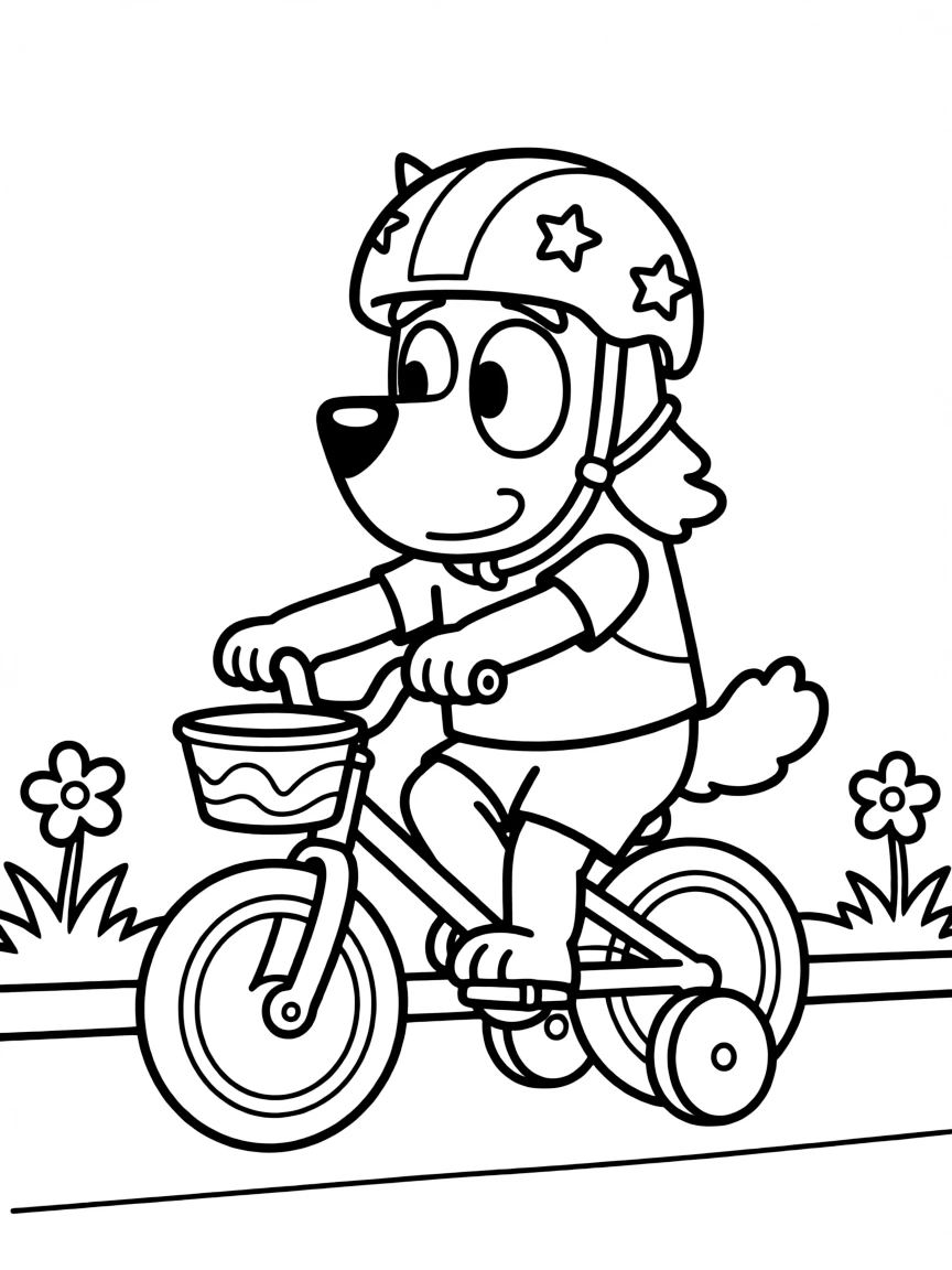 (Bluey TV show) Bingo on a bike.