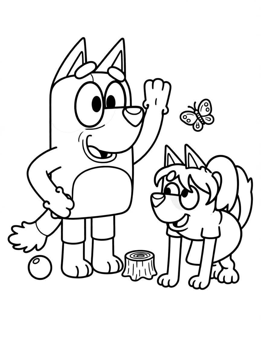 (Bluey TV show) Bluey and Chloe pretending to be animals.