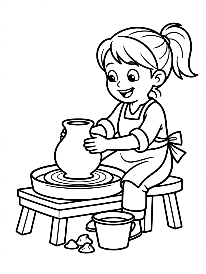 (Bluey TV show) Indy making a pot.