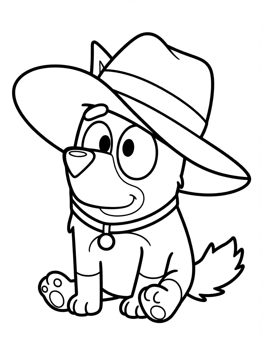 (Bluey TV show) Muffin with a big hat.