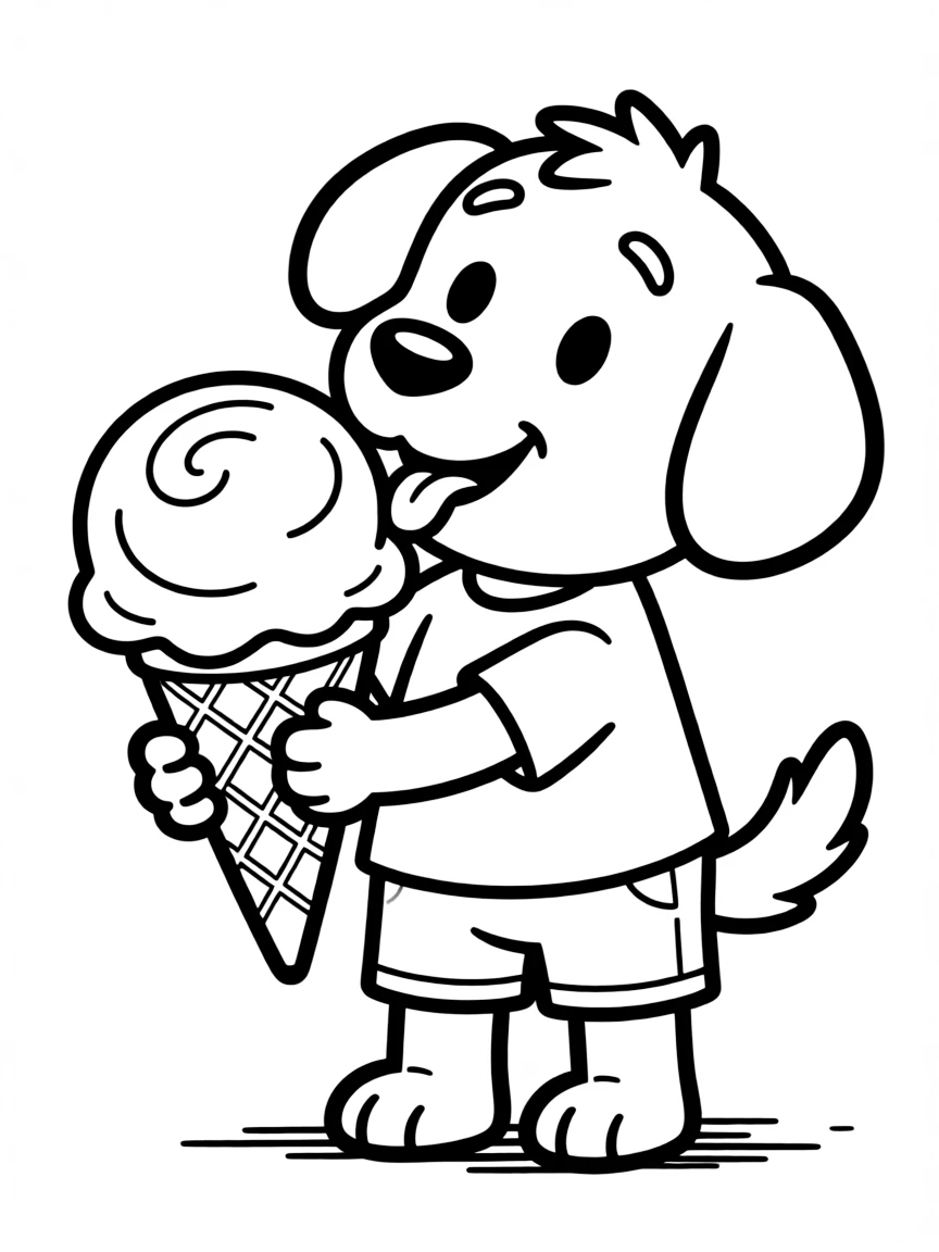 (Bluey TV show) Socks licking an ice cream.
