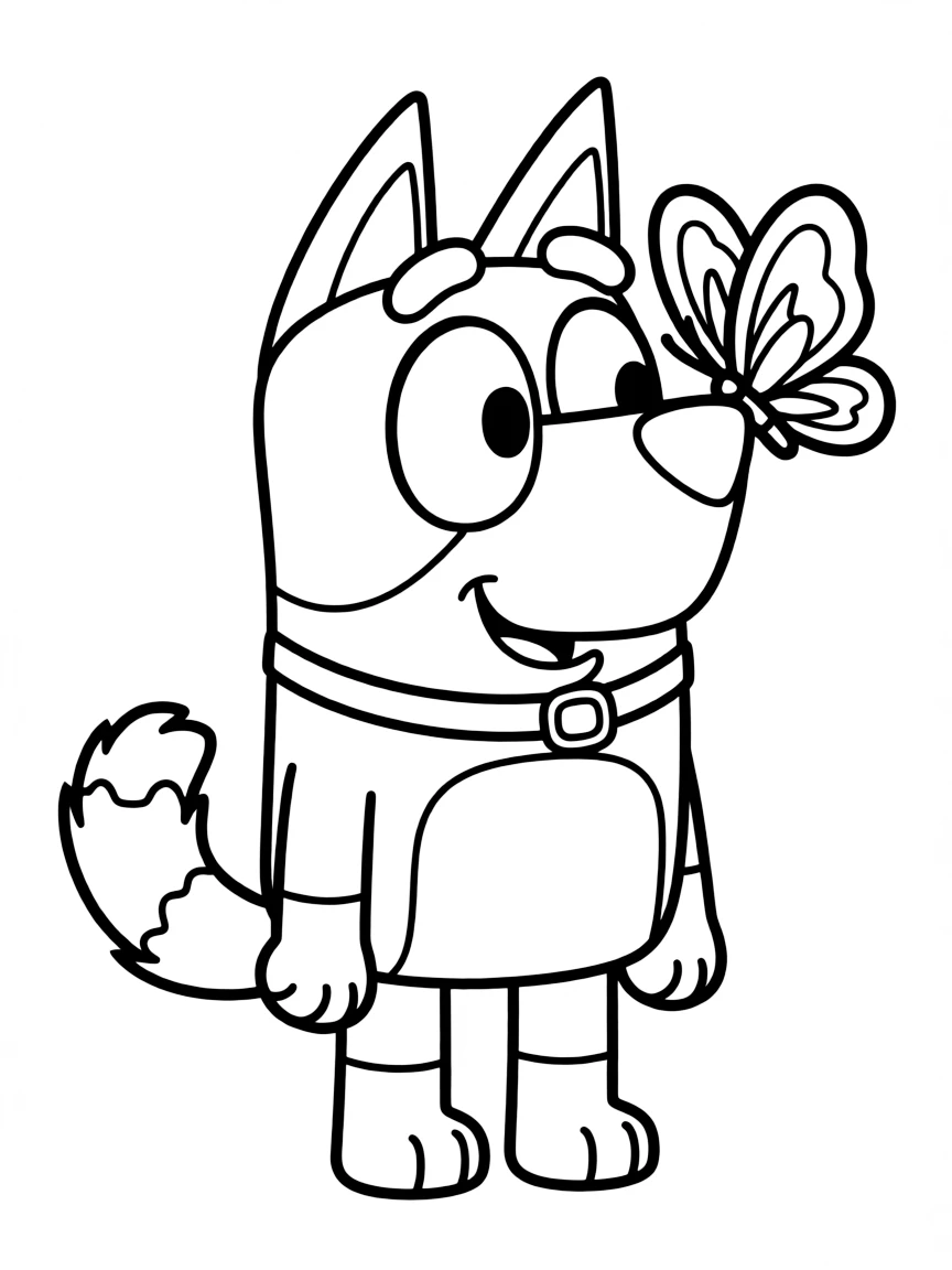 (Bluey TV show) Bluey with a butterfly.