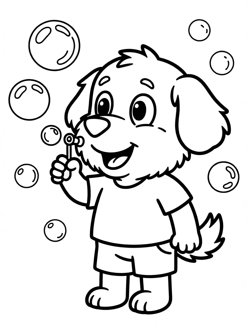 (Bluey TV show) Bingo blowing bubbles.
