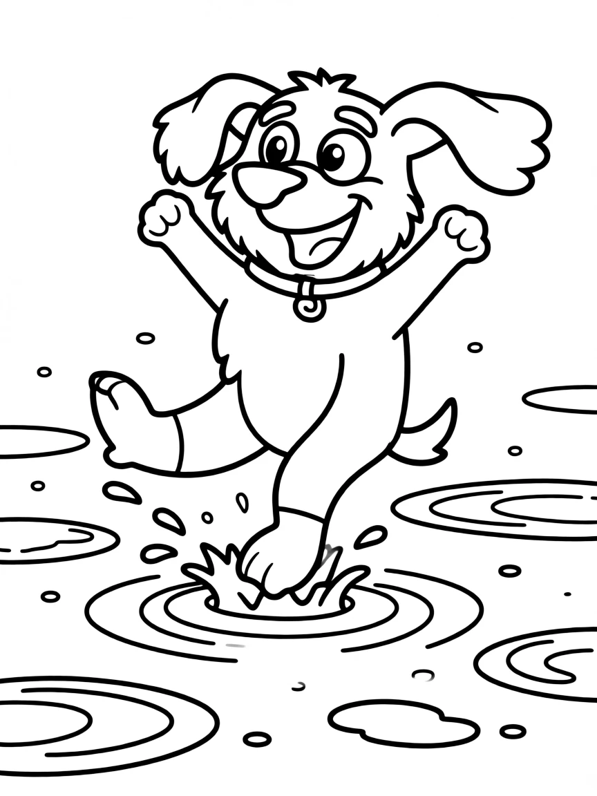 (Bluey TV show) Bingo jumping in puddles.
