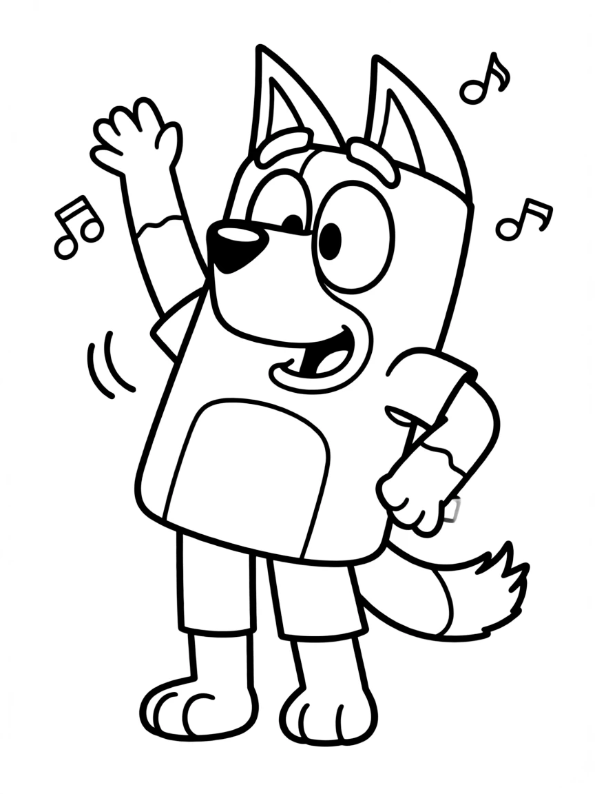 (Bluey TV show) Bandit doing a silly dance.