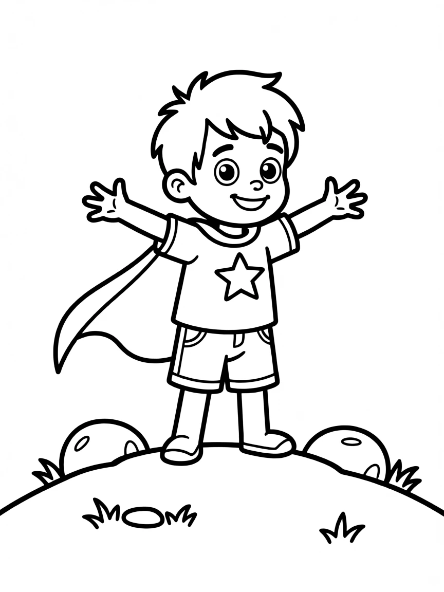 (Bluey TV show) Winton with a superhero cape.
