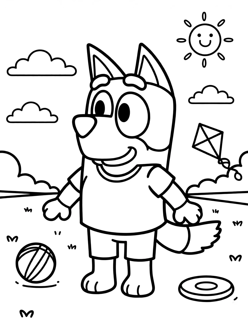 (Bluey TV show) Bluey with a happy face.