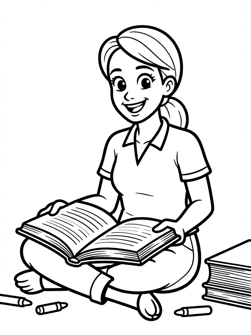 (Bluey TV show) Calypso with an open book.