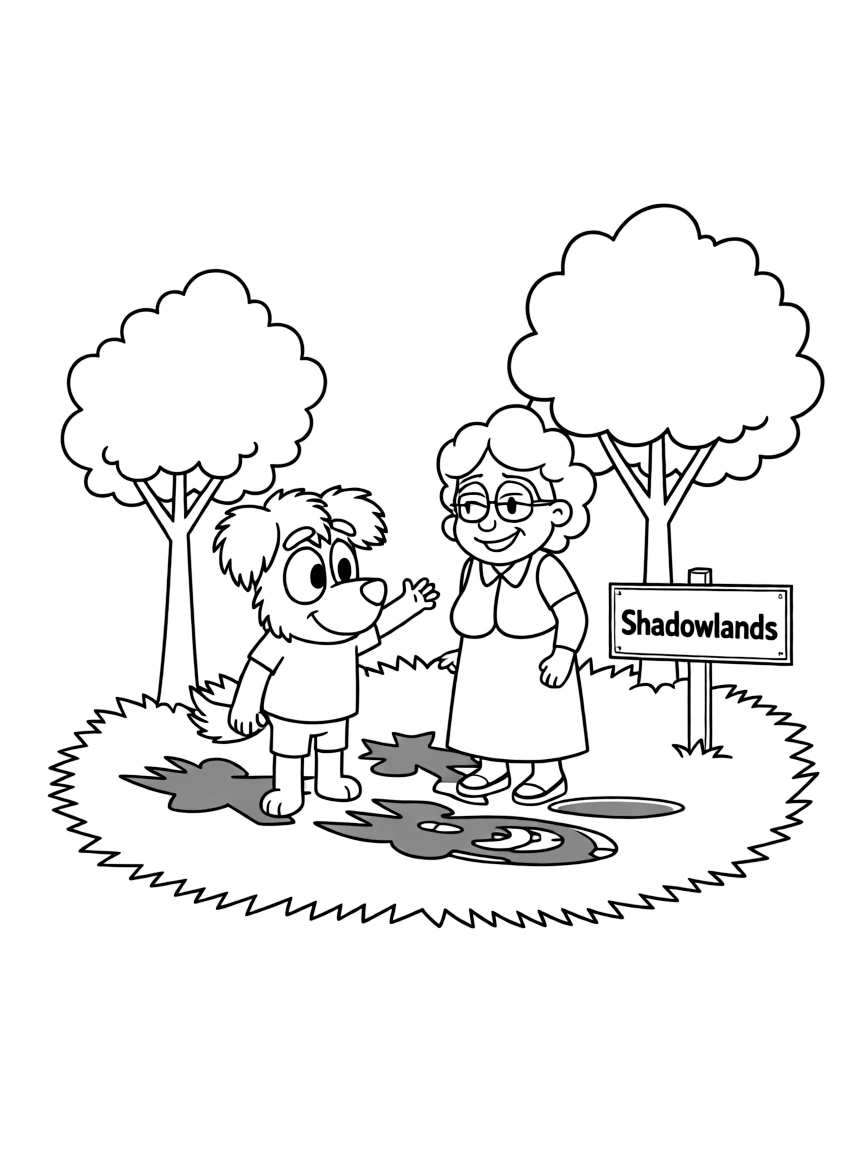 (Bluey TV show) Bluey and Granny Rita playing "Shadowlands."