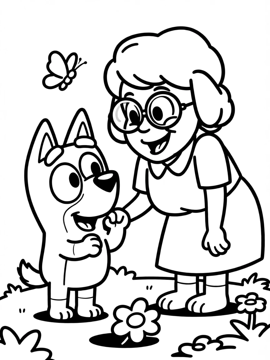 (Bluey TV show) Bingo and Granny Janet giggling.