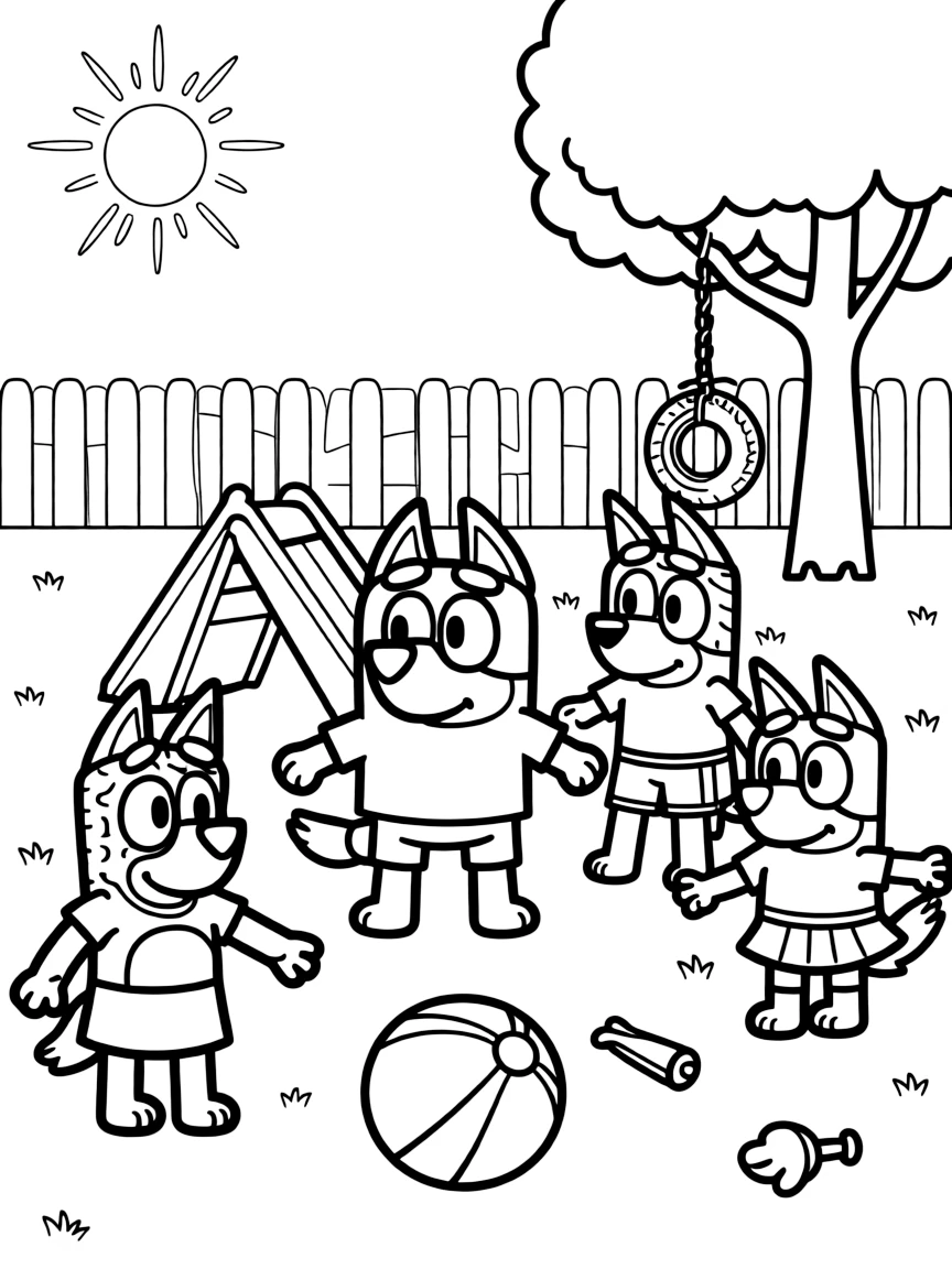 (Bluey TV show) Bluey playing with her friends.