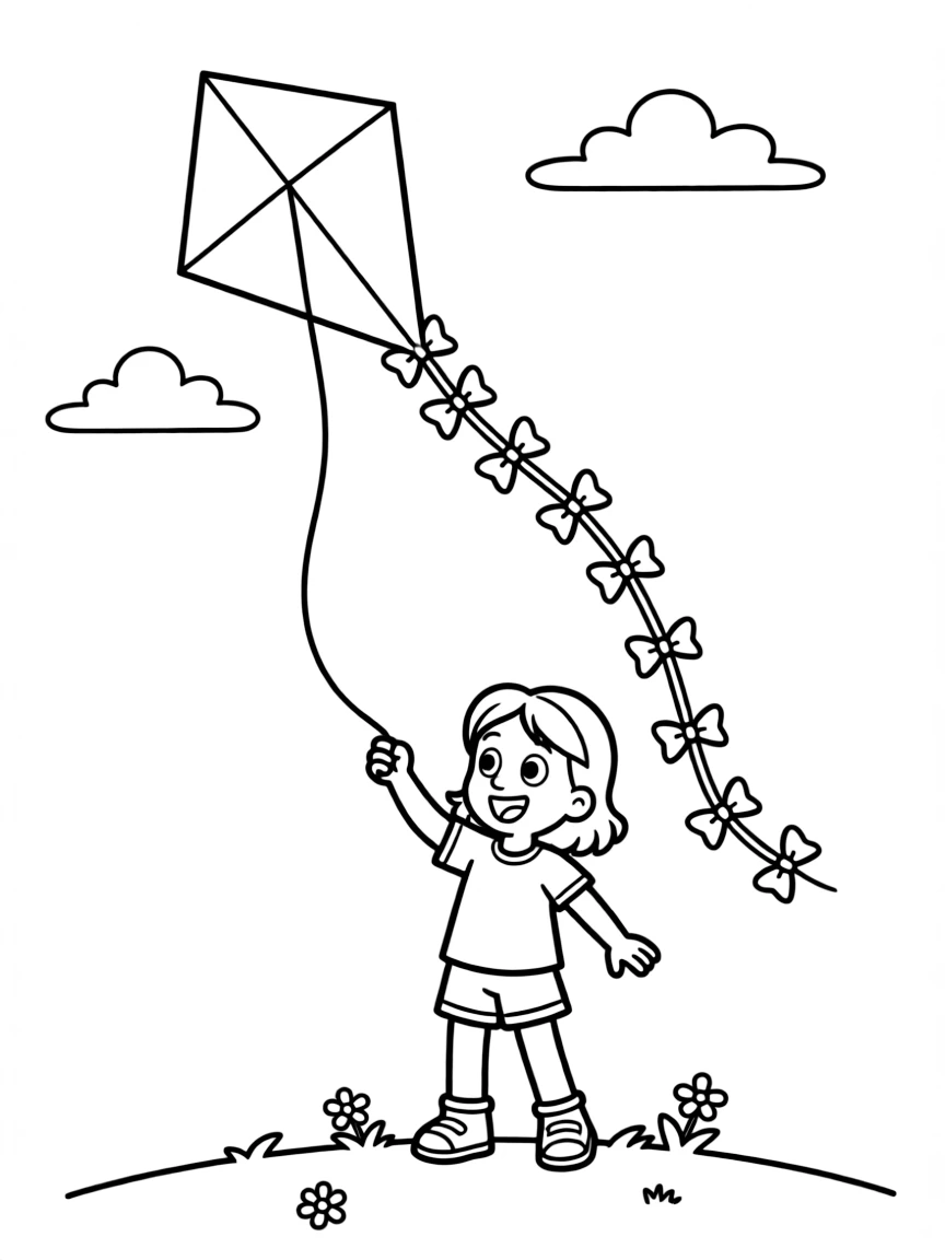 (Bluey TV show) Mackenzie flying a kite.