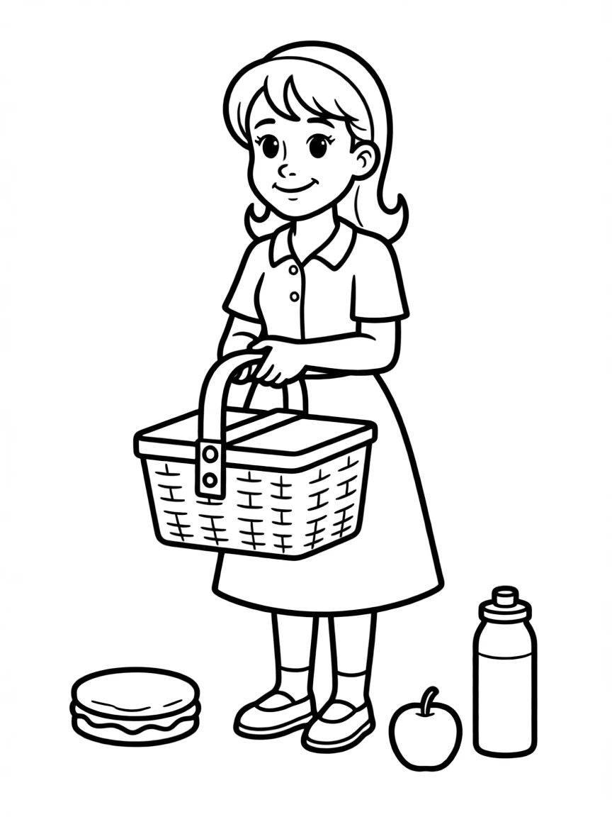 (Bluey TV show) Chilli holding a picnic basket.