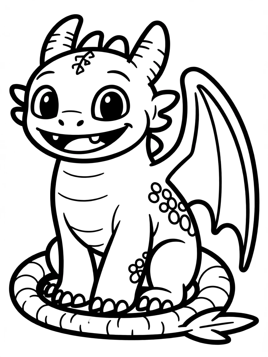 (characters in "How to Train Your Dragon") Toothless smiling.