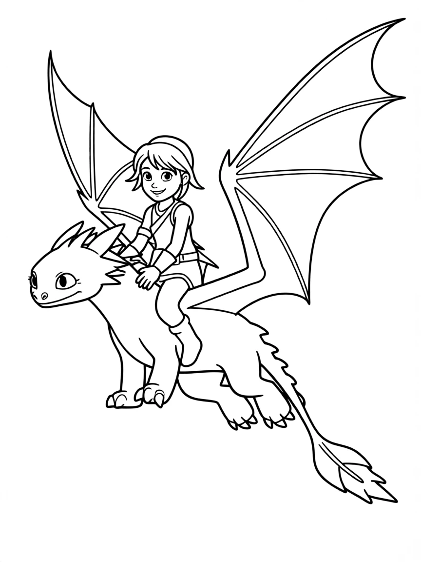 (characters in "How to Train Your Dragon") Astrid riding Stormfly.