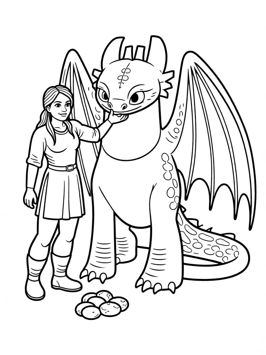 (characters in "How to Train Your Dragon") Valka and Cloudjumper.