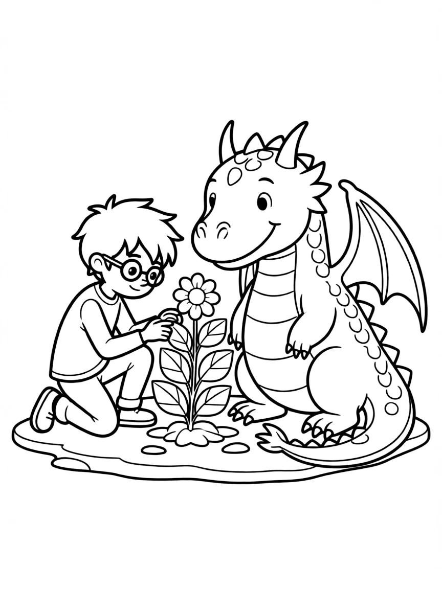 (characters in "How to Train Your Dragon") Fishlegs and Meatlug discovering a new plant.