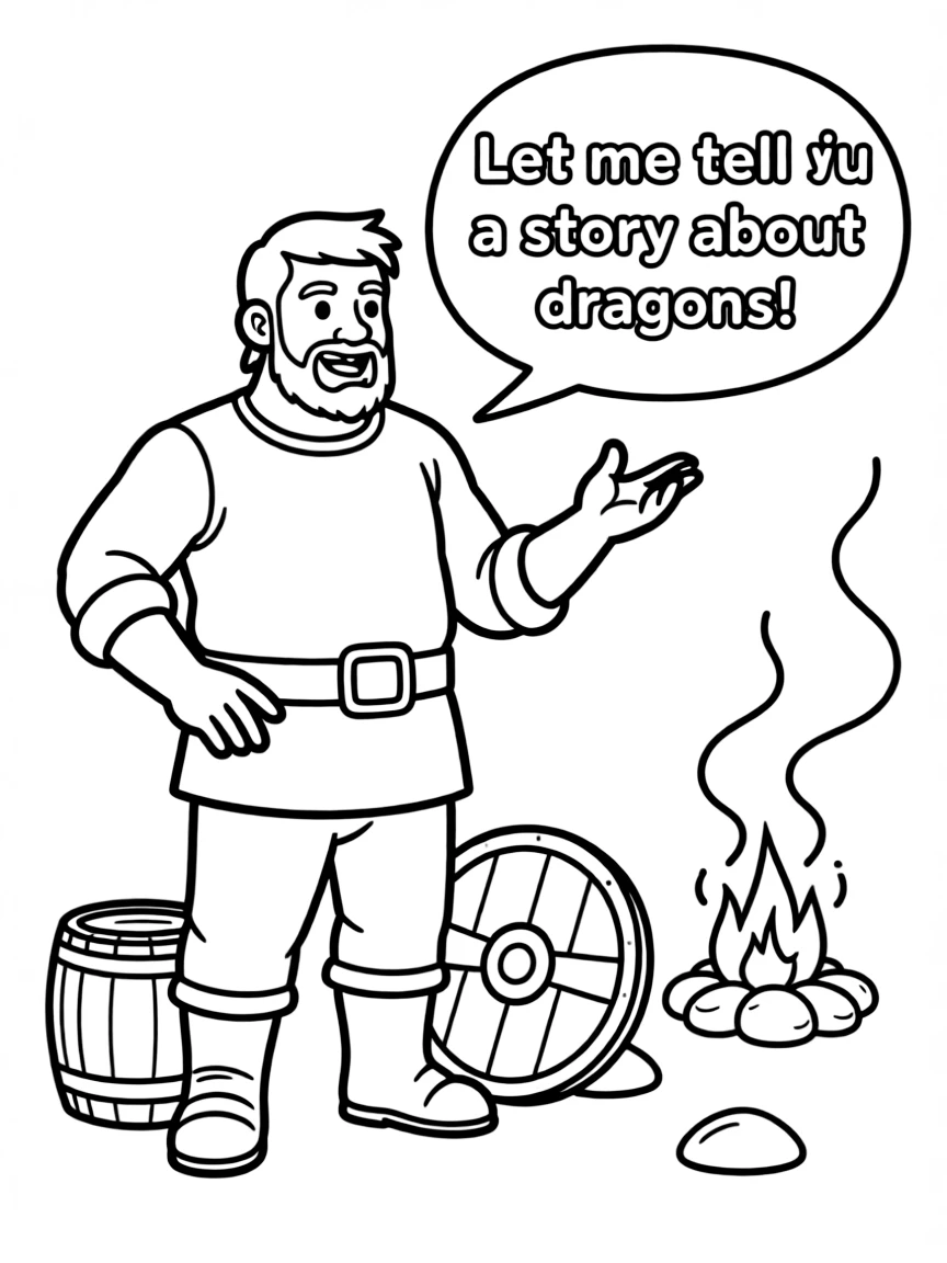 (characters in "How to Train Your Dragon") Gobber telling a story.