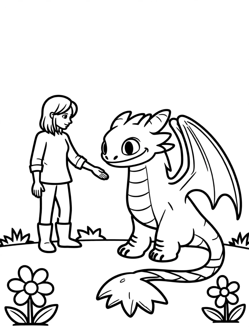 (characters in "How to Train Your Dragon") Valka observing a dragon.