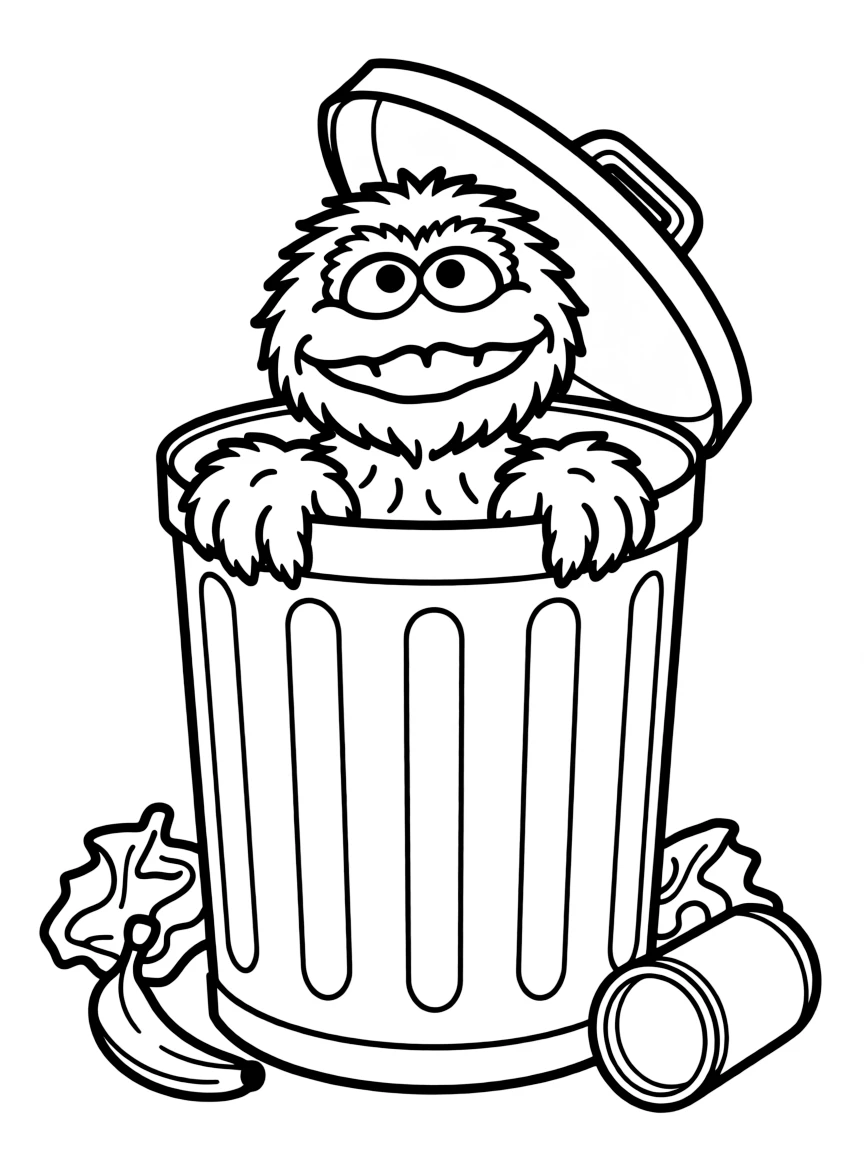 (Sesame Street) Oscar the Grouch in his trash can.