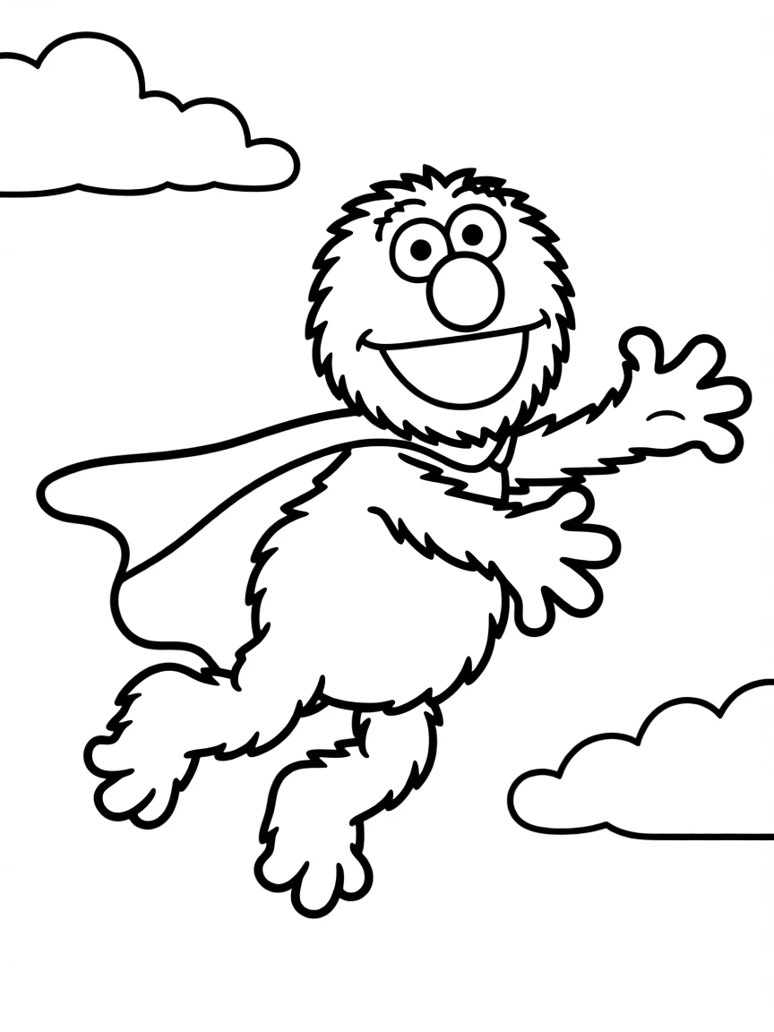 (Sesame Street) Grover flying.
