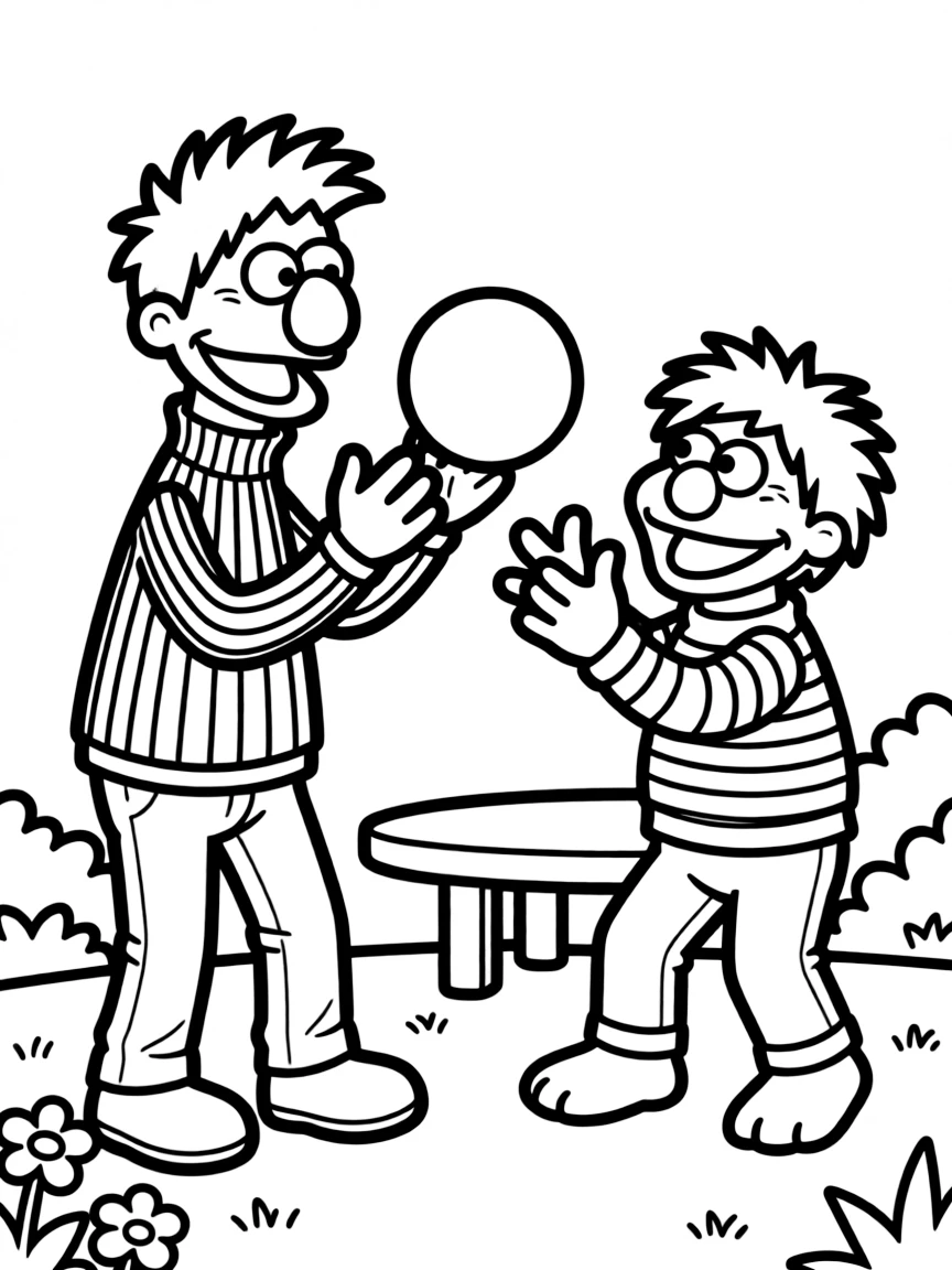 (Sesame Street) Bert and Ernie playing.