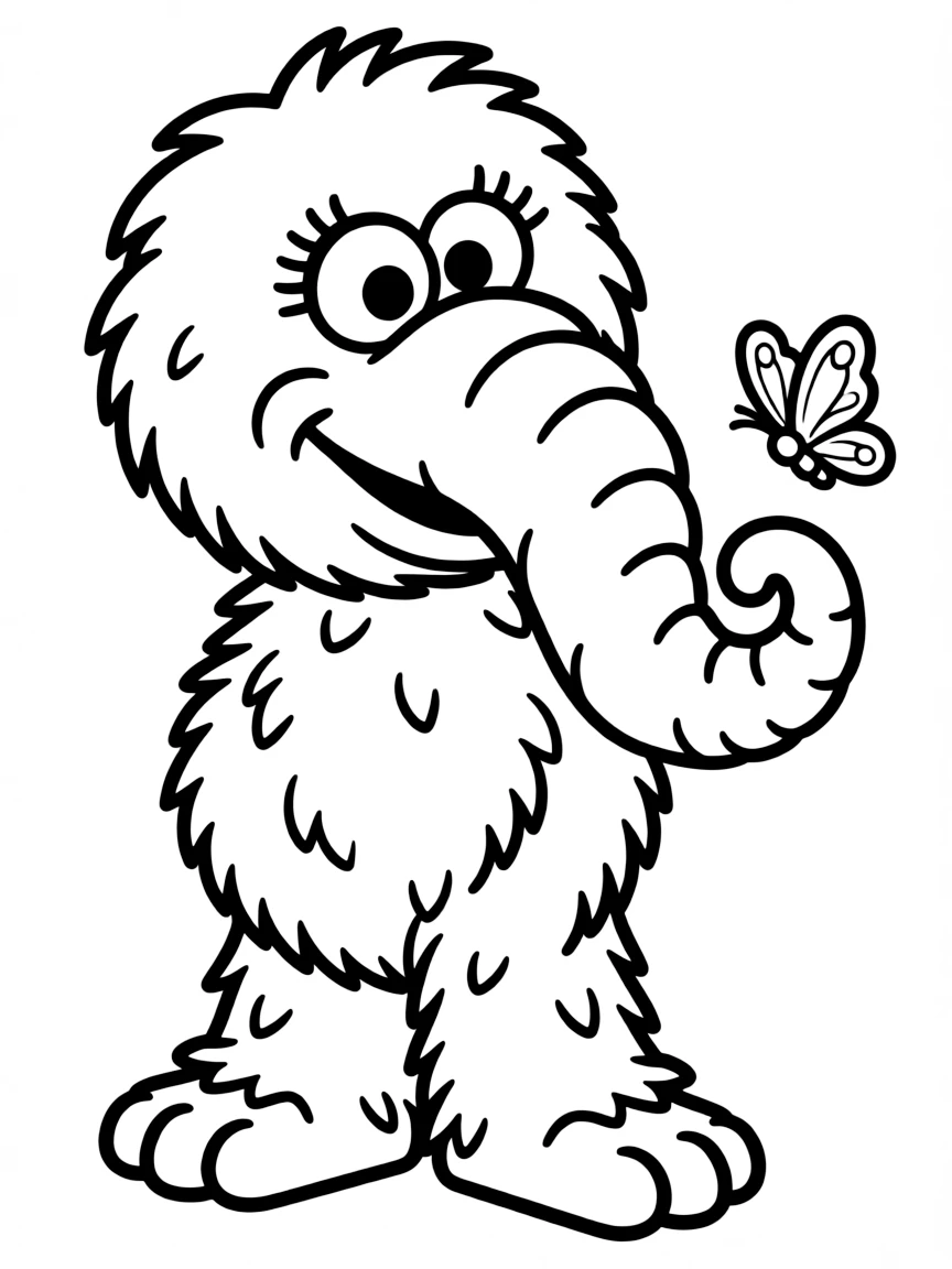 (Sesame Street) Mr. Snuffleupagus smiling.