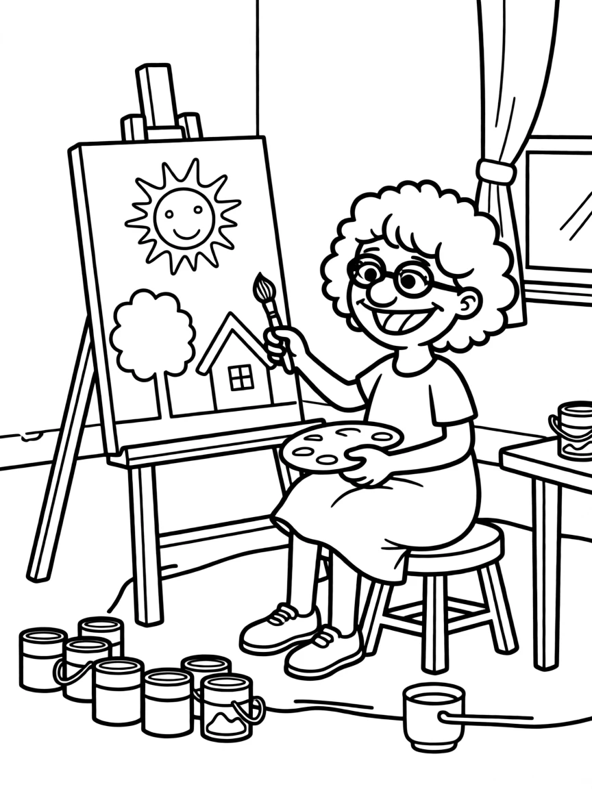 (Sesame Street) Julia painting.