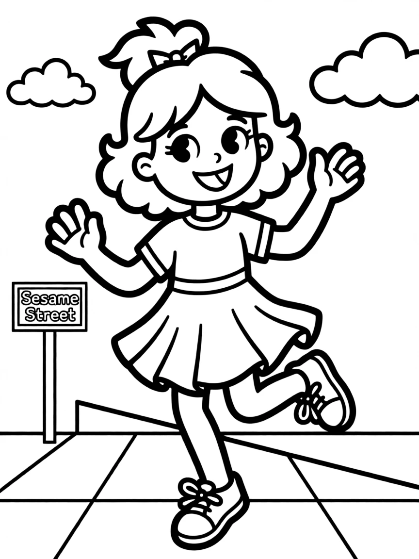 (Sesame Street) Zoe skipping.