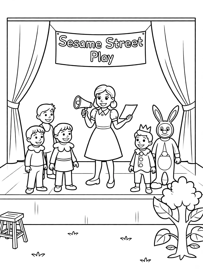 (Sesame Street) Prairie Dawn directing a play.