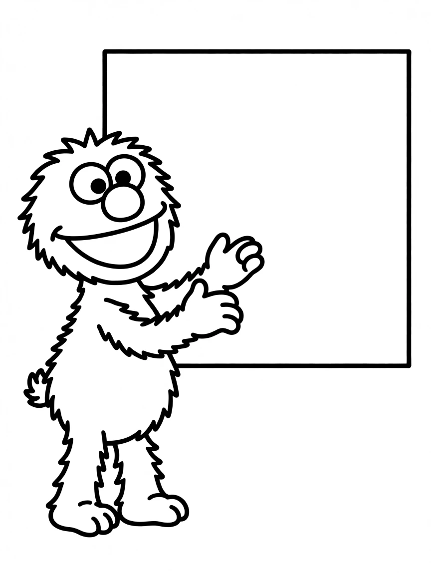 (Sesame Street) Telly Monster looking at a square.