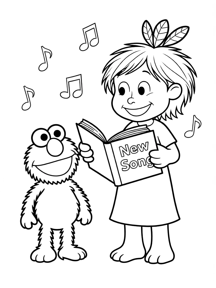 (Sesame Street) Rosita teaching Elmo a new song.