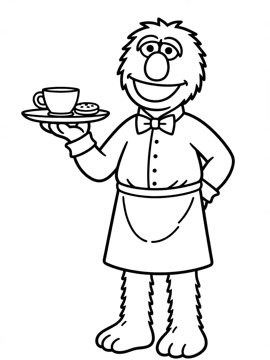 (Sesame Street) Grover as a waiter.