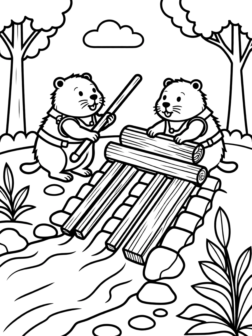 (The Wild Robot, movie) The beavers building their dam.