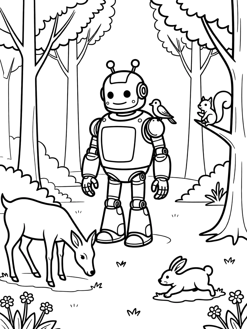 (The Wild Robot, movie) Roz observing the animals.