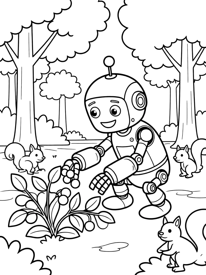 (The Wild Robot, movie) Fink gathering berries.