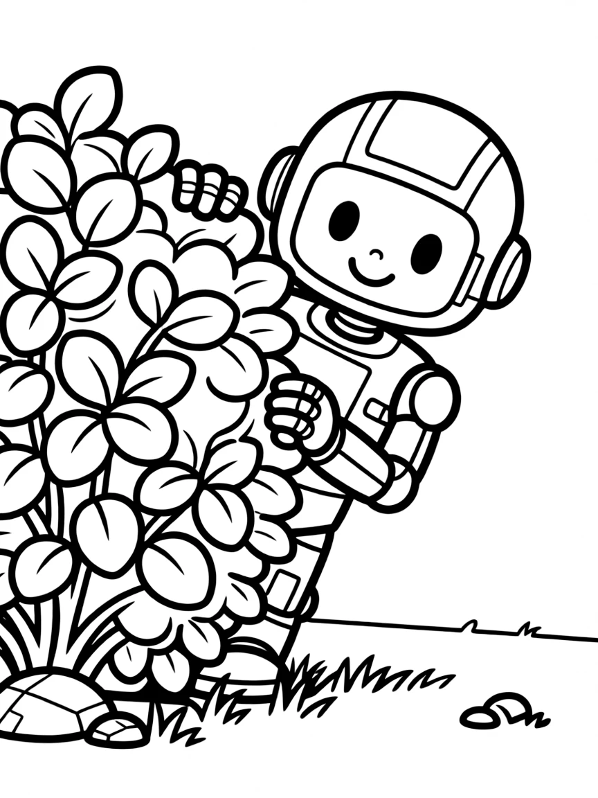 (The Wild Robot, movie) Sneak hiding in the bushes.