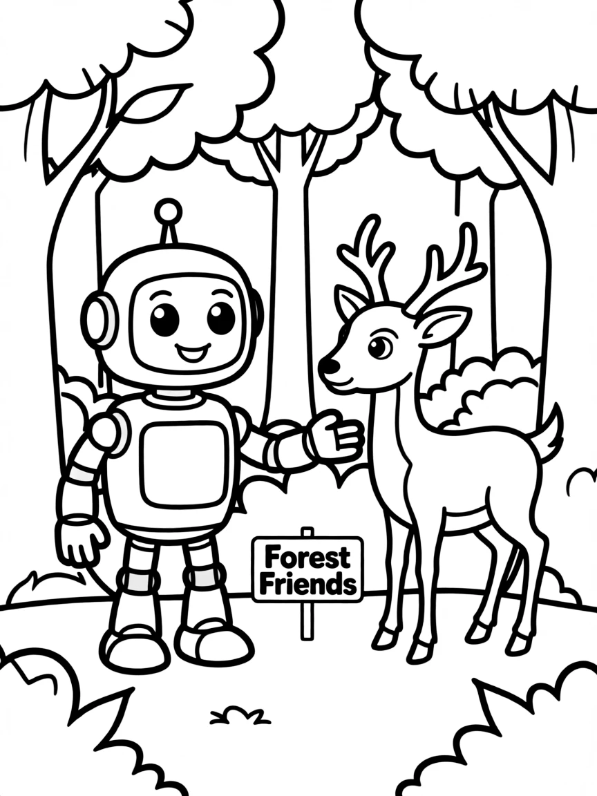 (The Wild Robot, movie) Roz making friends with the deer.