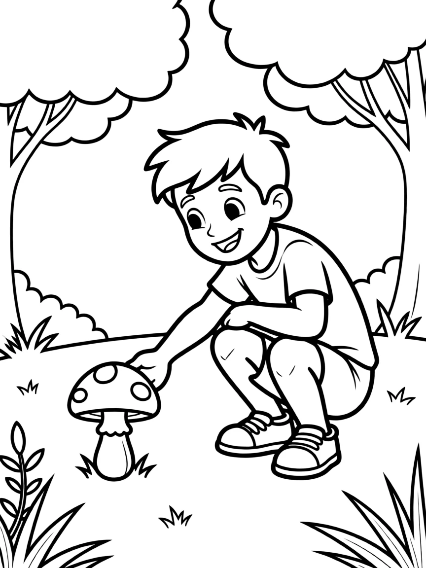 (The Wild Robot, movie) Fink finding a mushroom.
