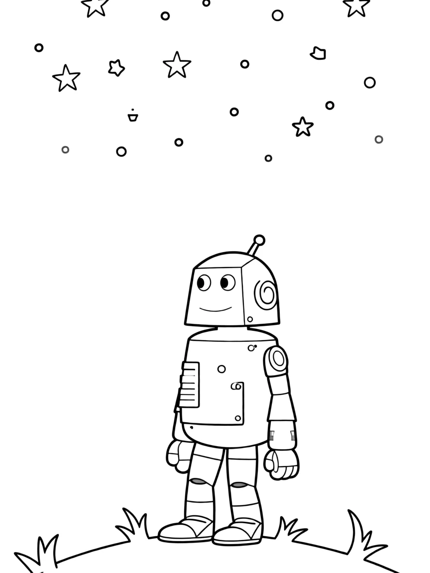 (The Wild Robot, movie) Roz looking at the stars.