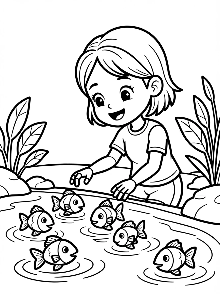 (The Wild Robot, movie) Tawny playing with the fish.