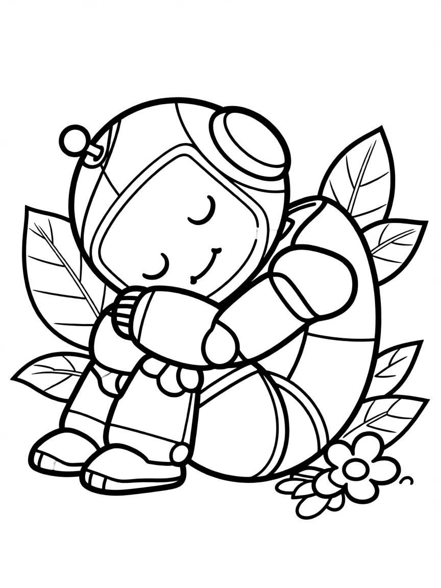 (The Wild Robot, movie) Fink curled up asleep.