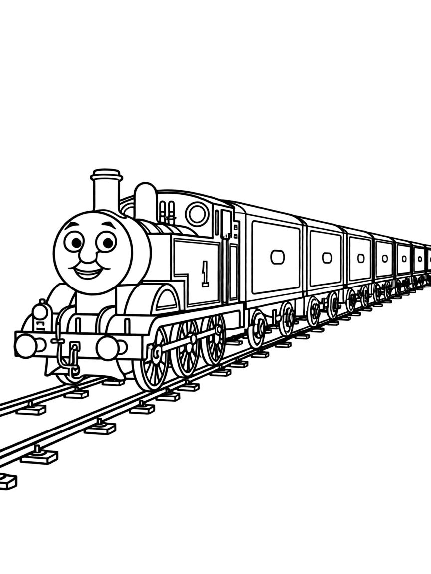 (Thomas & Friends TV show) Henry pulling a long goods train.