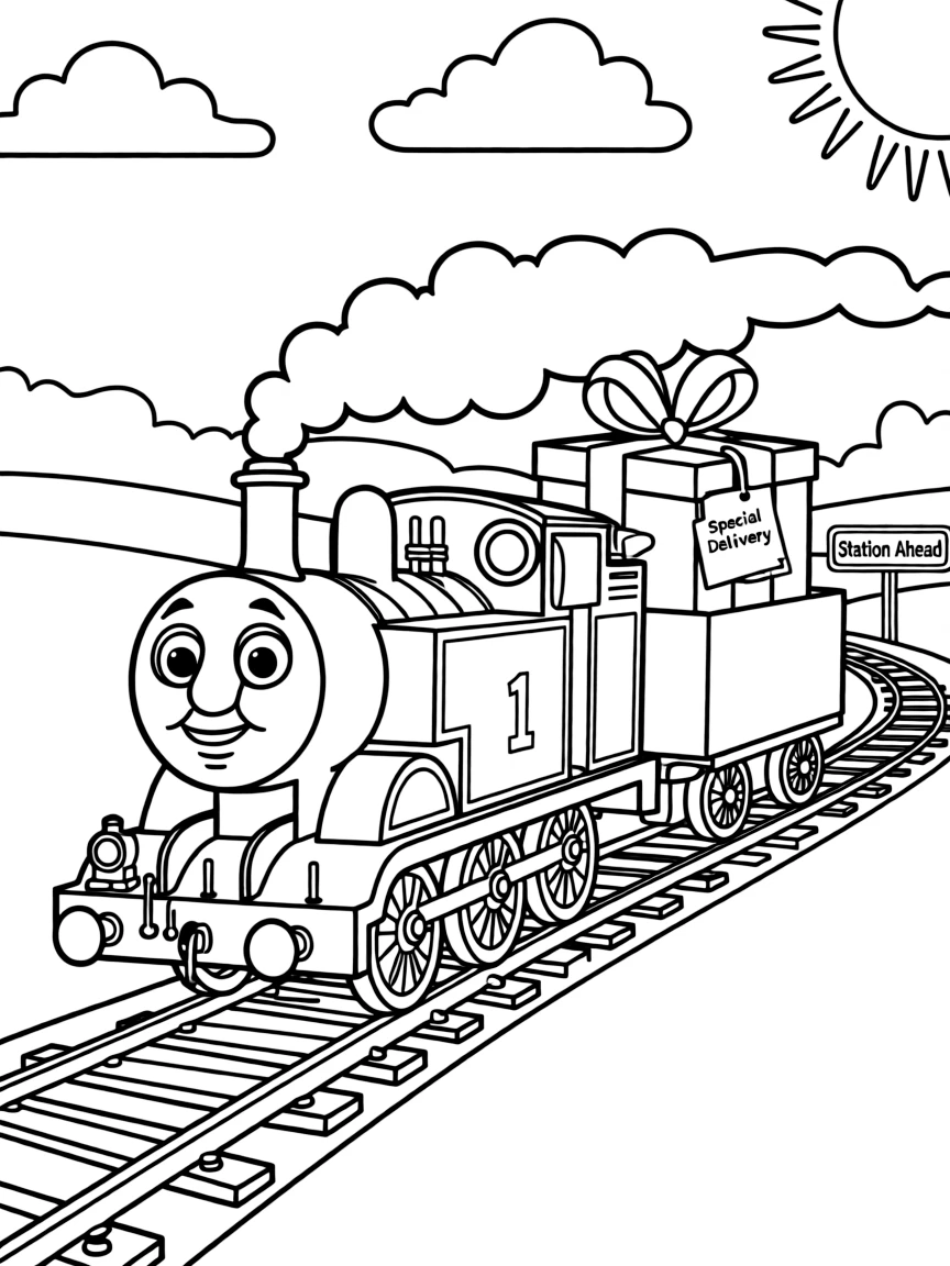 (Thomas & Friends TV show) Thomas delivering a special package.